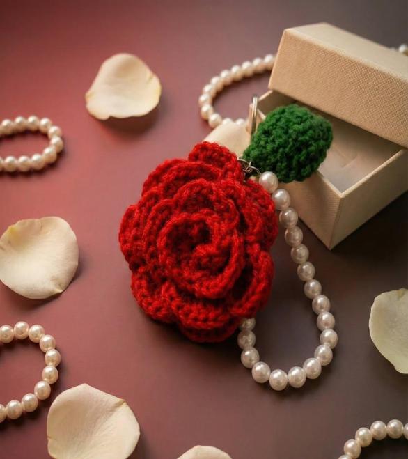Rose Crochet Keychain